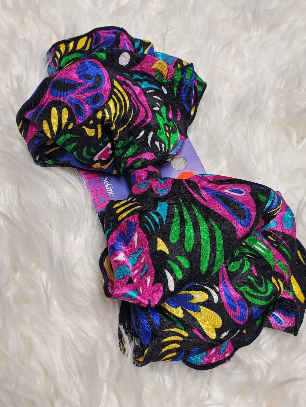 VTG NWT 1993 XL large rare sekine 90s hair bow colorful colorblock retro vintage